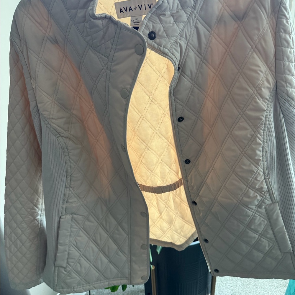 Plus Size- Ava & Viv Cream/Off White Quilted Women's Jacket- 3X - Picture 6 of 9